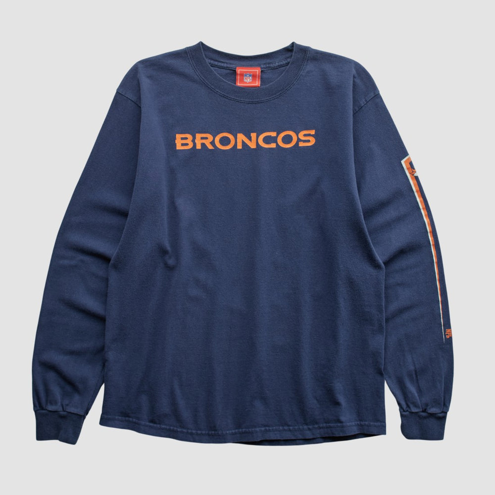 Denver Broncos NFL 2000s Long Sleeve T-shirt Navy Vintage - Fanatics