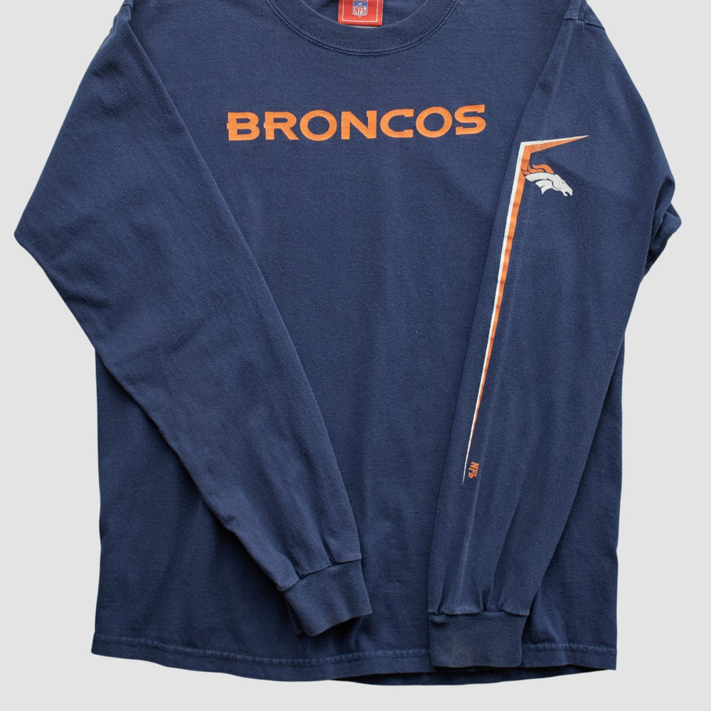 Denver Broncos NFL 2000s Long Sleeve T-shirt Navy Vintage - Fanatics
