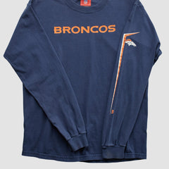 Denver Broncos NFL 2000s Long Sleeve T-shirt Navy Vintage - Fanatics