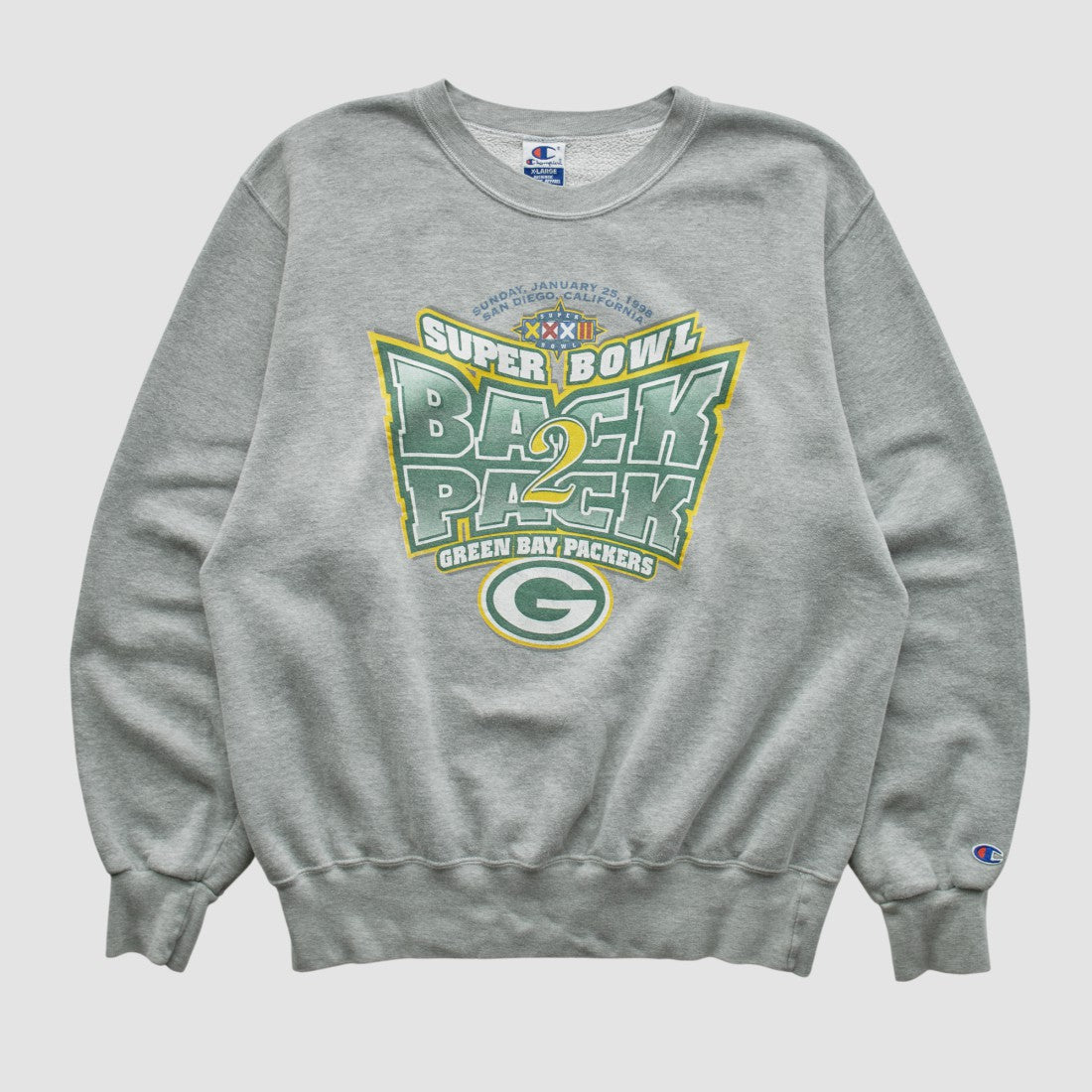 Green Bay Packers Champion 1998 Pullover Sweatshirt Heather Gray Vintage - Fanatics