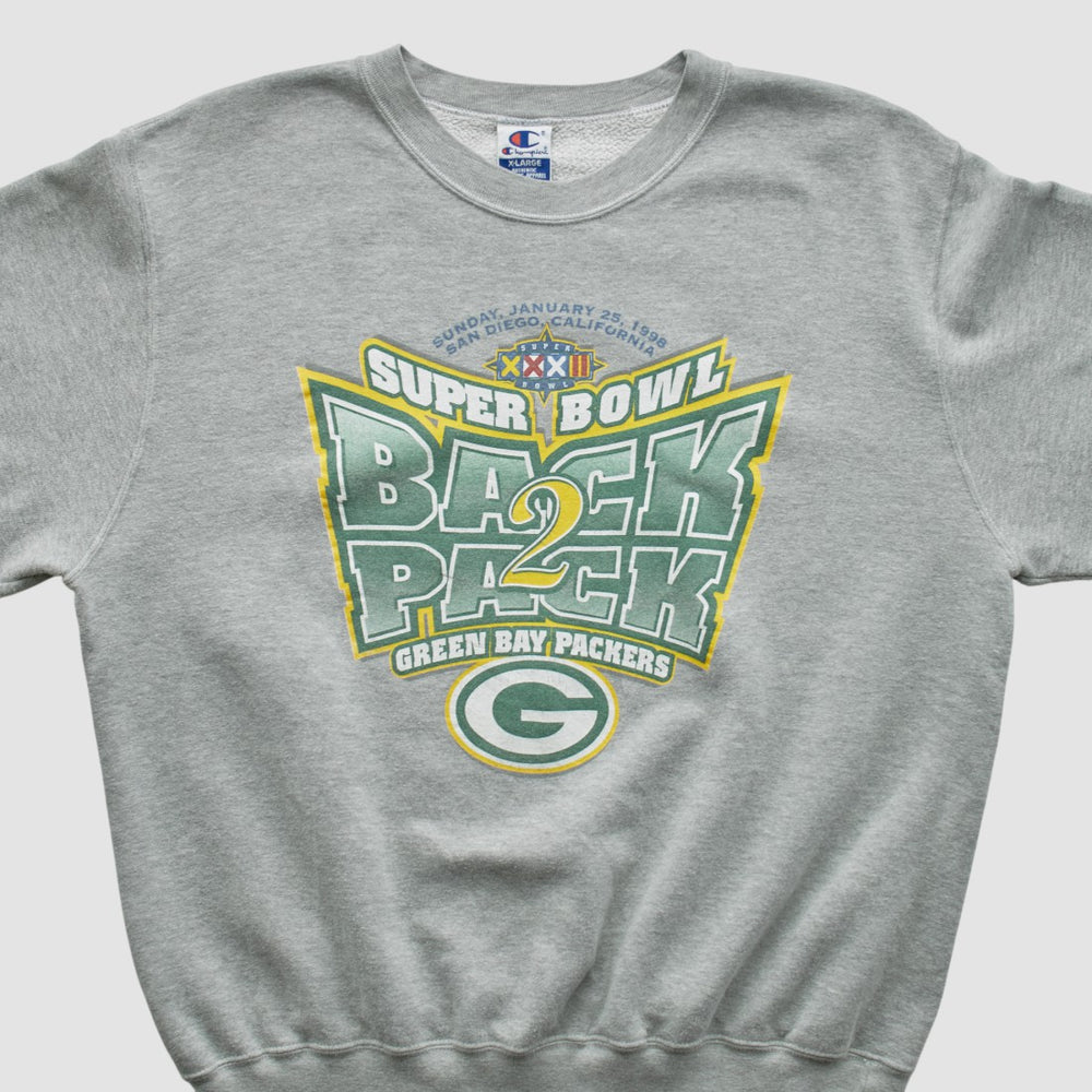 Green Bay Packers Champion 1998 Pullover Sweatshirt Heather Gray Vintage - Fanatics