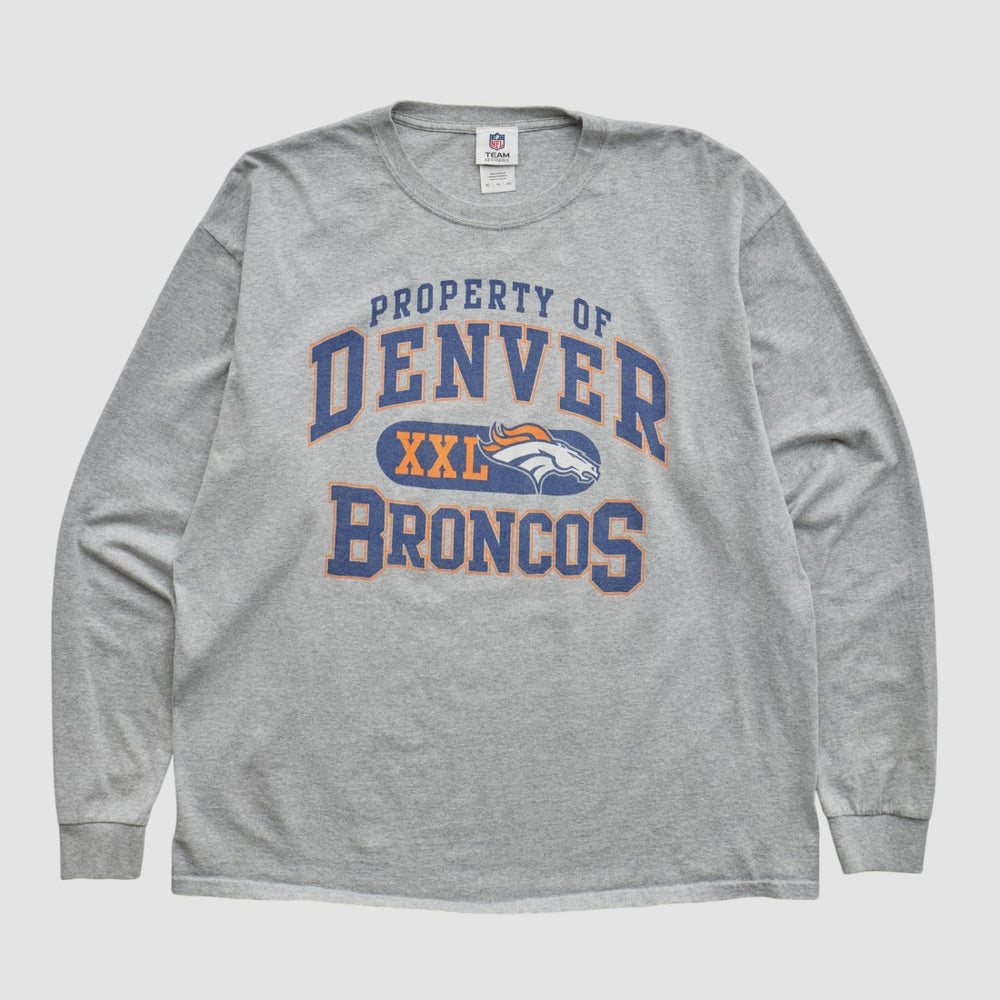 Denver Broncos NFL 2010s Long Sleeve T-shirt Heather Gray Vintage - Fanatics