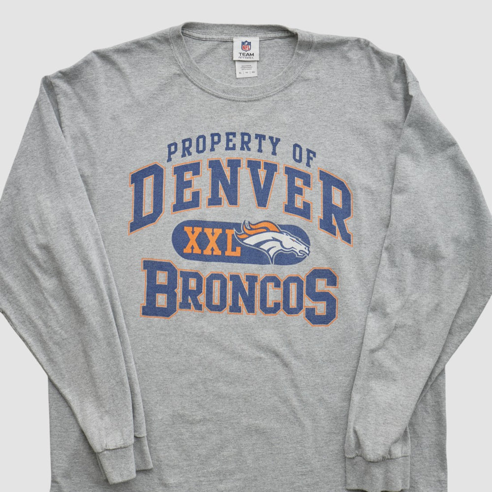 Denver Broncos NFL 2010s Long Sleeve T-shirt Heather Gray Vintage - Fanatics