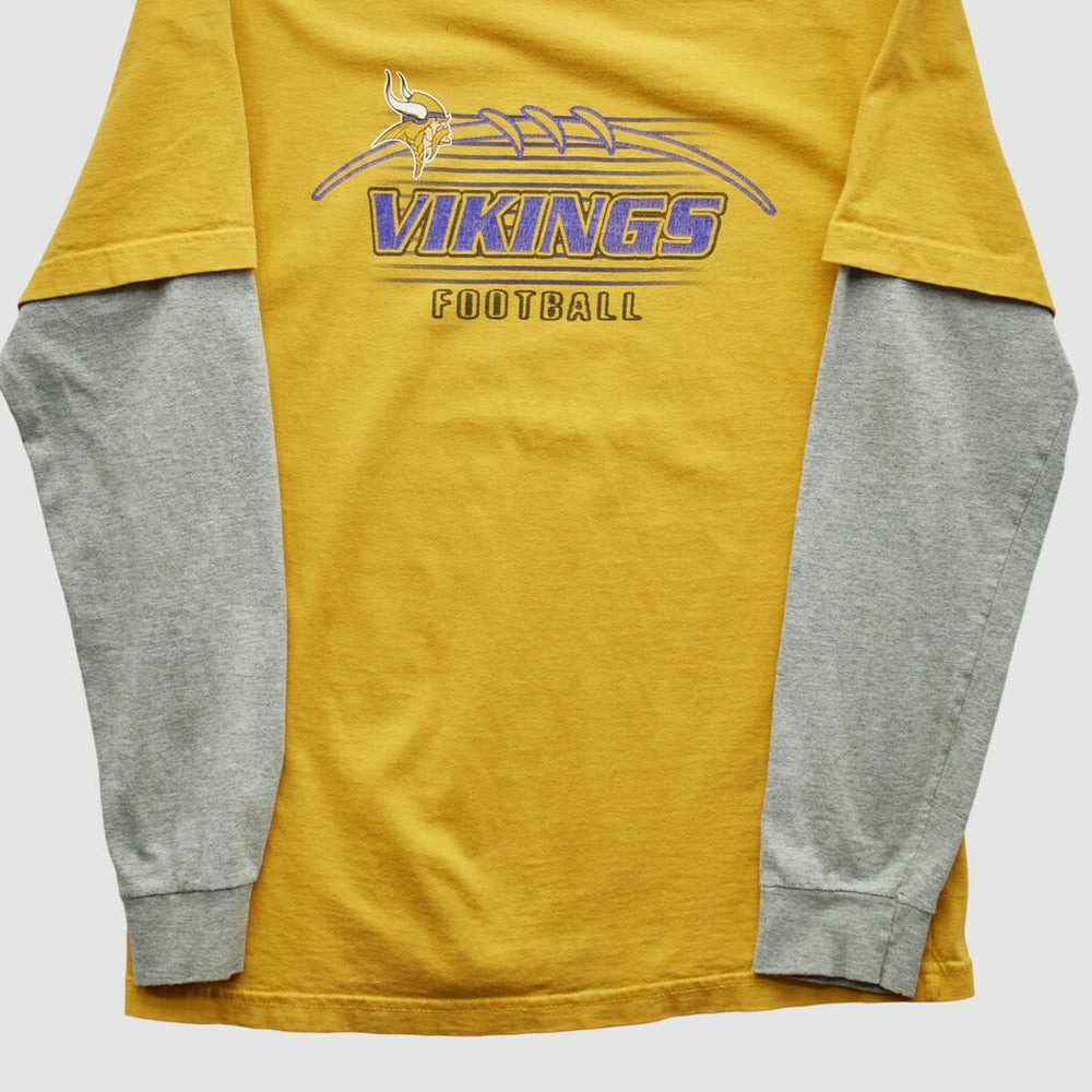 Minnesota Vikings NFL 2000s Long Sleeve T-shirt Yellow Yth L Real Vintage - Fanatics