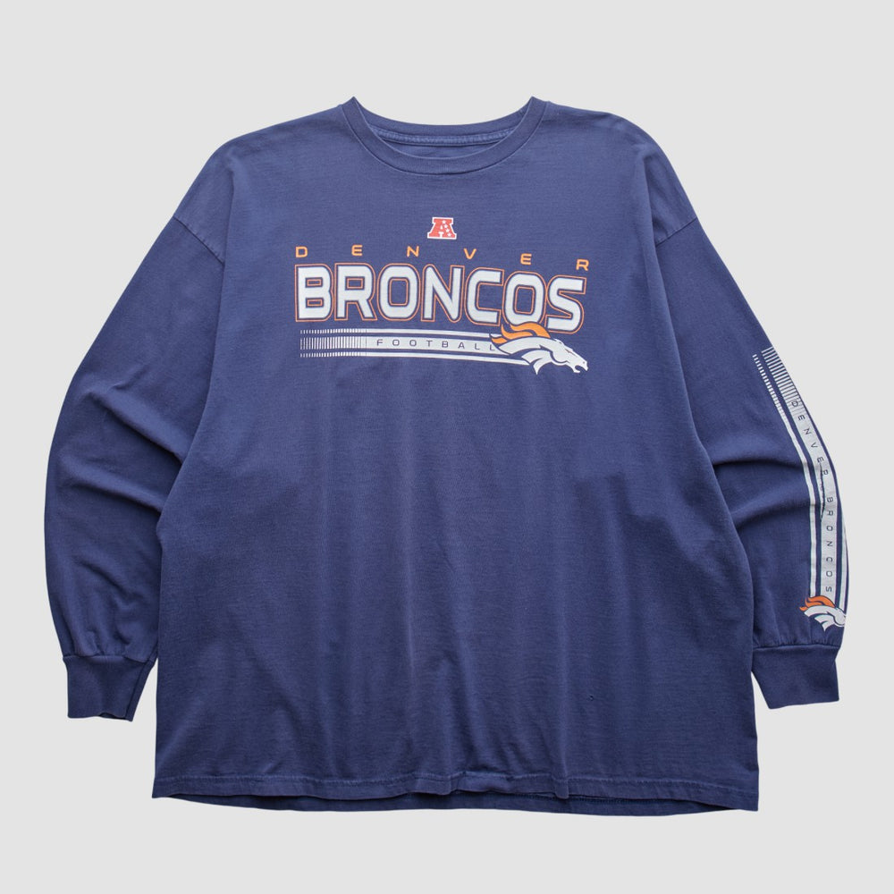Denver Broncos NFL 2000s Long Sleeve T-shirt Navy Vintage - Fanatics