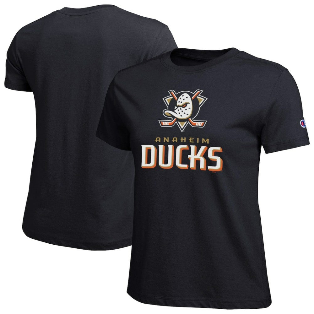 Anaheim Ducks - Champion Women's Wordmark Lockup T-Shirt Black