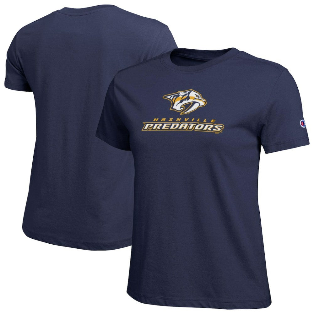 Nashville Predators - Champion Women's Wordmark Lockup T-Shirt Navy