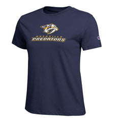 Nashville Predators - Champion Women's Wordmark Lockup T-Shirt Navy