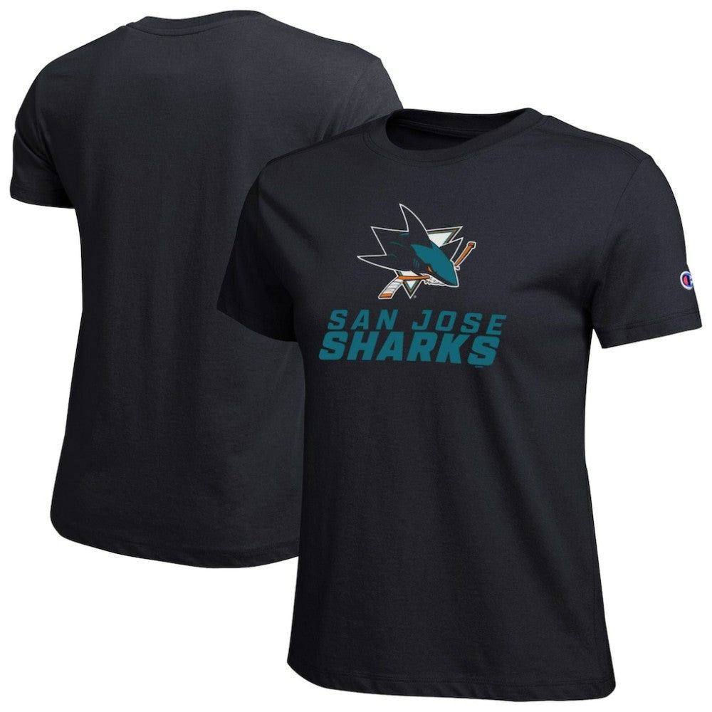San Jose Sharks - Champion Women's Wordmark Lockup T-Shirt Black