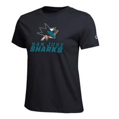 San Jose Sharks - Champion Women's Wordmark Lockup T-Shirt Black