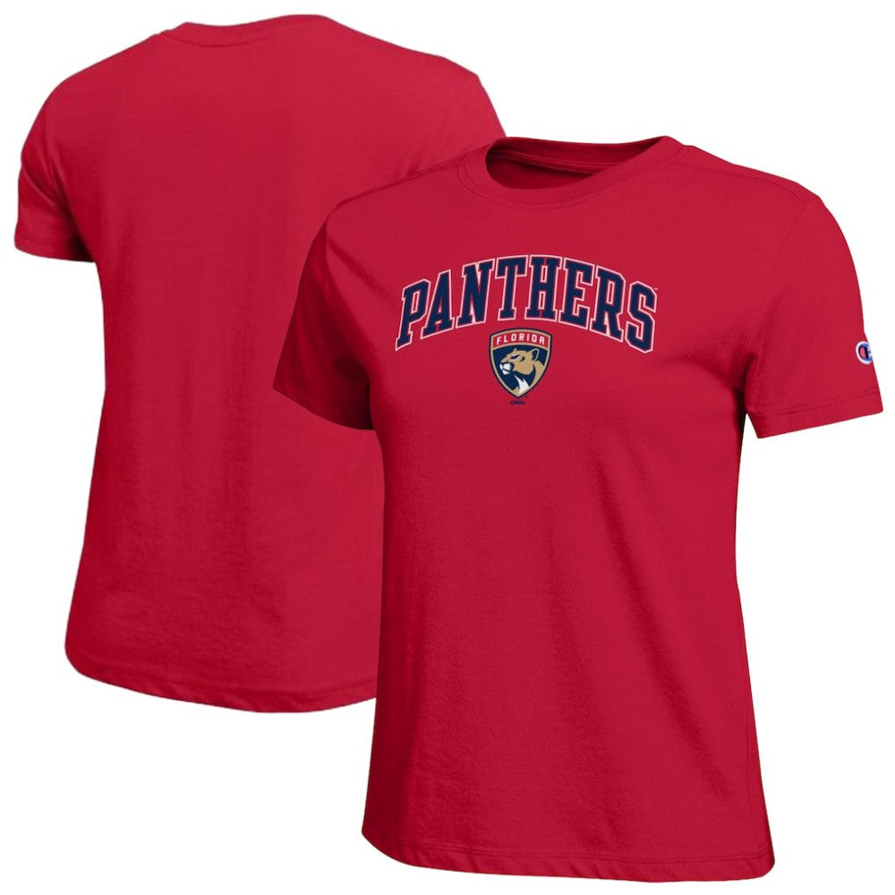 Florida Panthers - Champion Women's Arch Mascot Logo T-Shirt Red