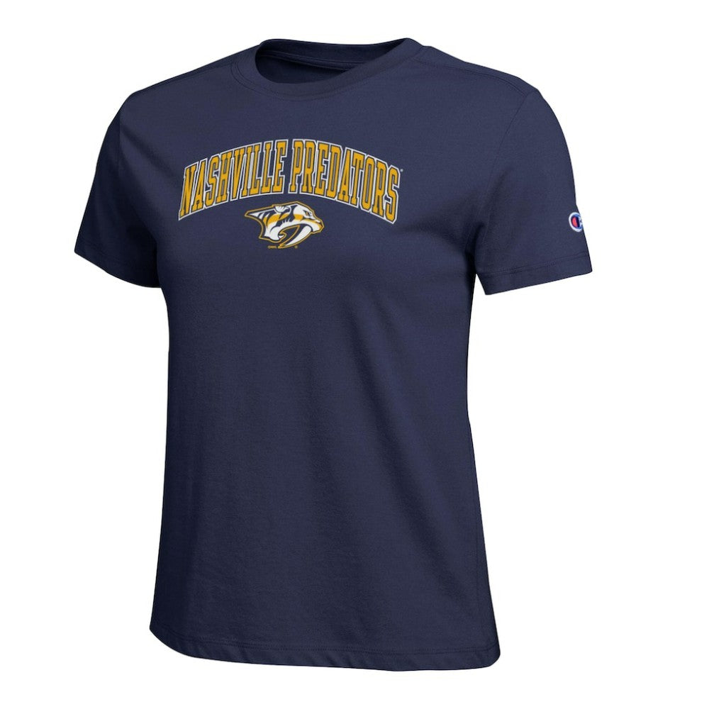 Nashville Predators - Champion Women's Arch Mascot Logo T-Shirt Navy