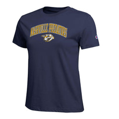 Nashville Predators - Champion Women's Arch Mascot Logo T-Shirt Navy