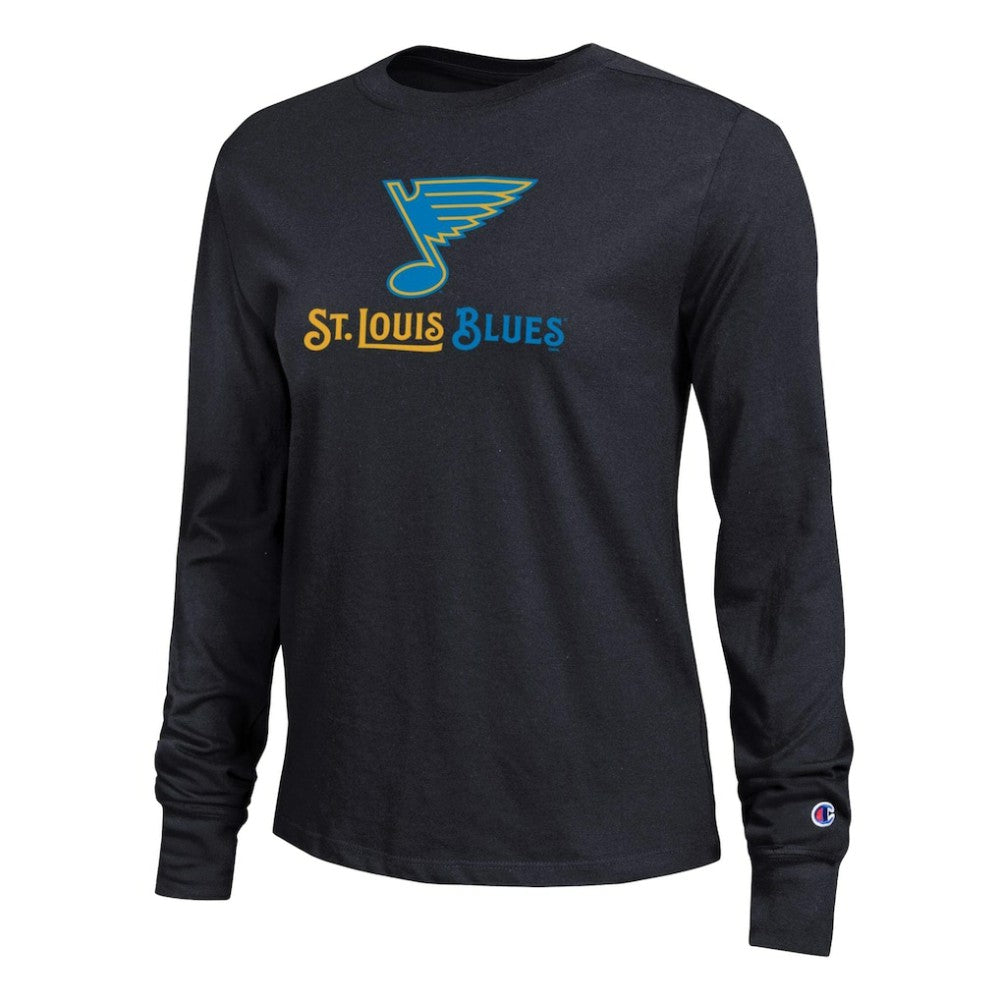 St. Louis Blues - Champion Women's Wordmark Lockup Long Sleeve T-Shirt Black