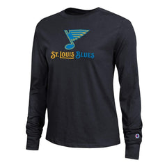 St. Louis Blues - Champion Women's Wordmark Lockup Long Sleeve T-Shirt Black