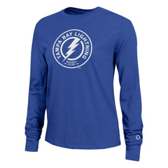 Tampa Bay Lightning - Champion Women's Wordmark Lockup Long Sleeve T-Shirt Royal