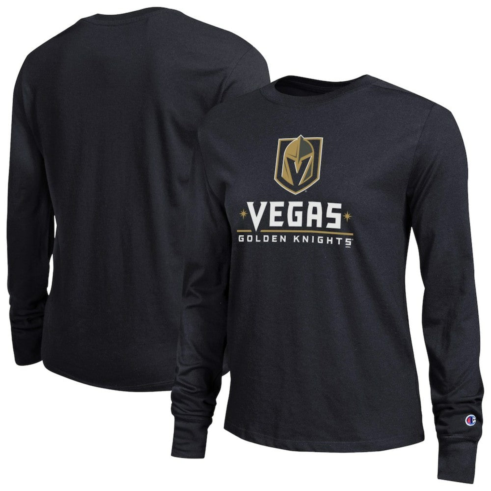 Vegas Golden Knights Champion Women's Wordmark Lockup Long Sleeve T-Shirt Black