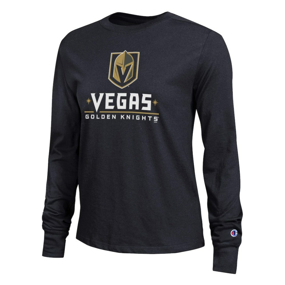 Vegas Golden Knights Champion Women's Wordmark Lockup Long Sleeve T-Shirt Black