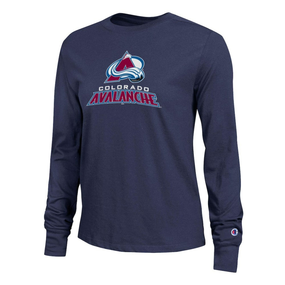 Colorado Avalanche - Champion Women's Wordmark Lockup Long Sleeve T-Shirt Navy