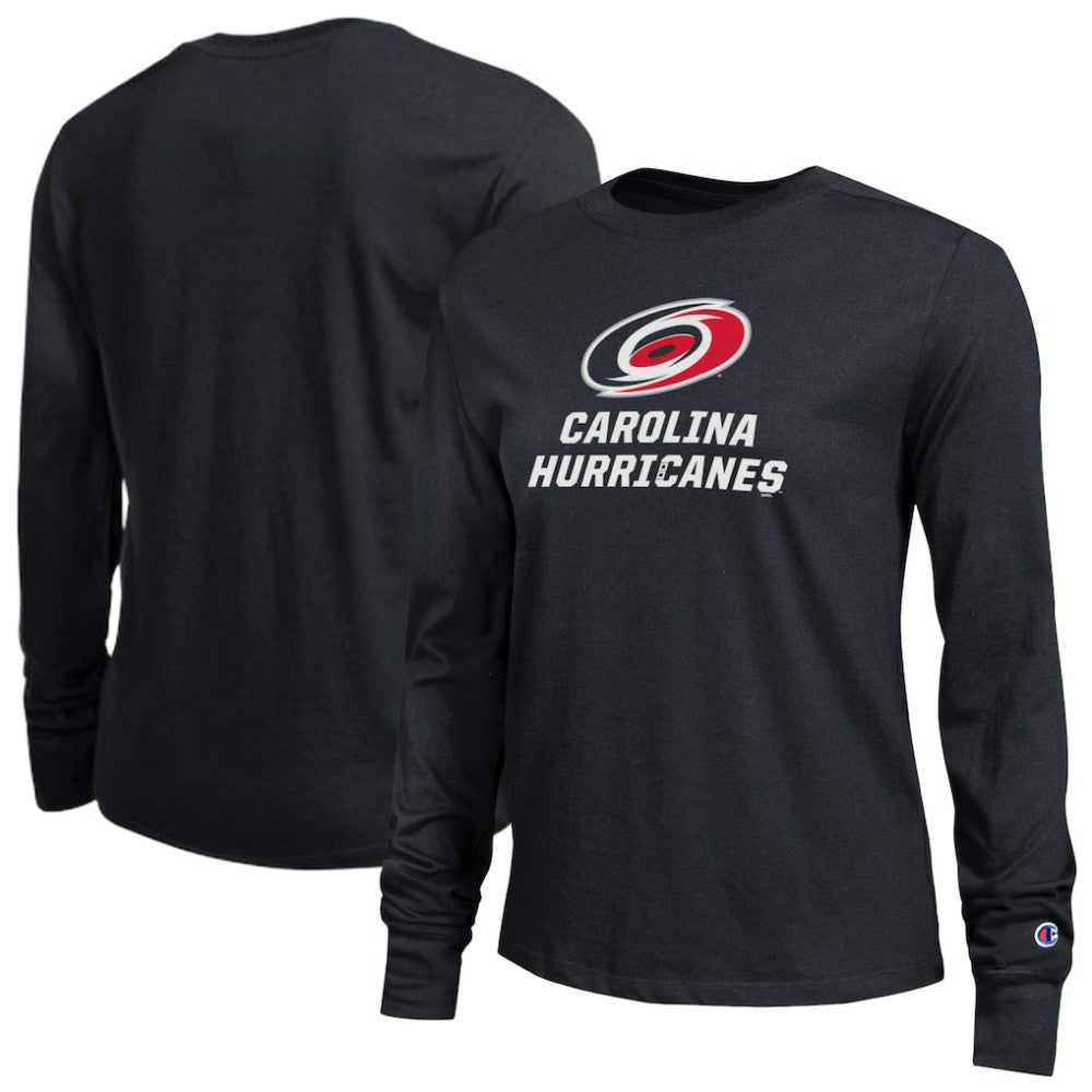 Carolina Hurricanes - Champion Women's Wordmark Lockup Long Sleeve T-Shirt Black