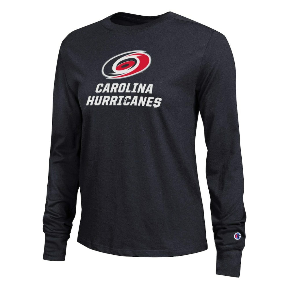 Carolina Hurricanes - Champion Women's Wordmark Lockup Long Sleeve T-Shirt Black