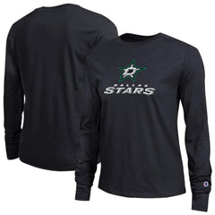 Dallas Stars - Champion Women's Wordmark Lockup Long Sleeve T-Shirt Black