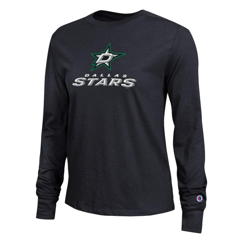 Dallas Stars - Champion Women's Wordmark Lockup Long Sleeve T-Shirt Black