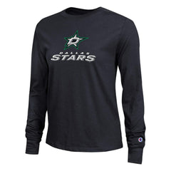 Dallas Stars - Champion Women's Wordmark Lockup Long Sleeve T-Shirt Black