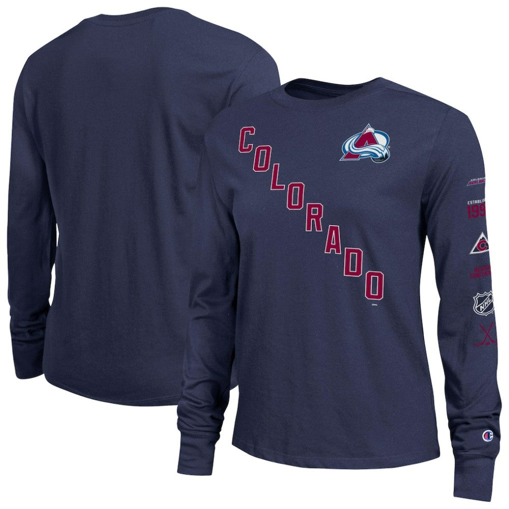 Colorado Avalanche - Champion Women's 2-Hit Long Sleeve T-Shirt Navy