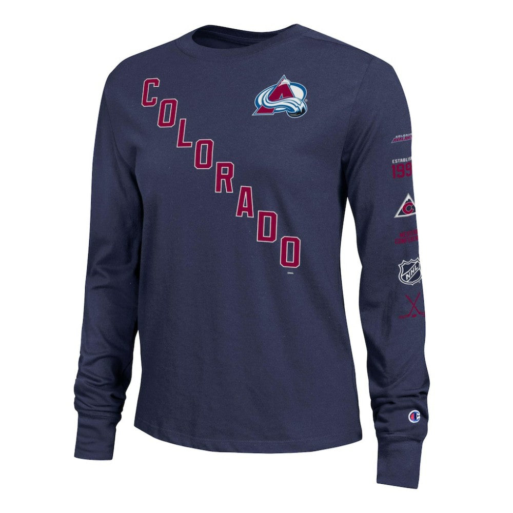 Colorado Avalanche - Champion Women's 2-Hit Long Sleeve T-Shirt Navy