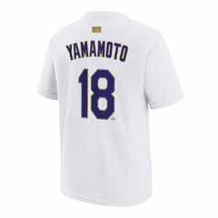 Yoshinobu Yamamoto Los Angeles Dodgers Nike Youth 2026 Gold Collection Name & Number T-Shirt Sale