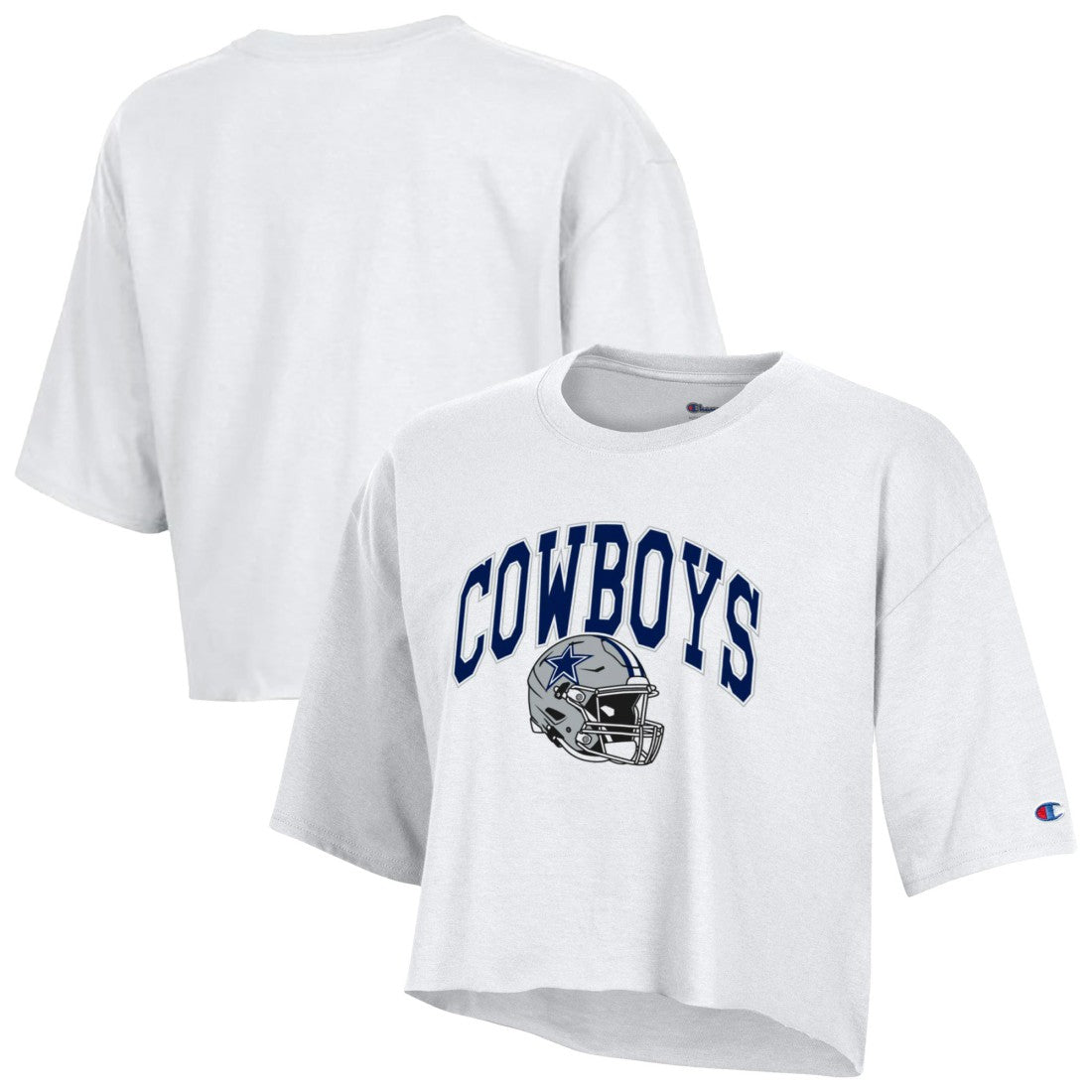 Dallas Cowboys Champion Women's Boyfriend Cropped T-Shirt White - NFL