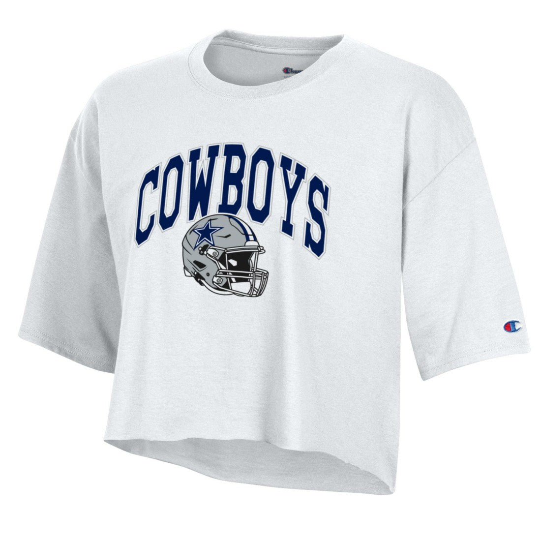 Dallas Cowboys Champion Women's Boyfriend Cropped T-Shirt White - NFL