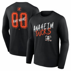 Anaheim Ducks - Hustle Personalized Name & Number Long Sleeve T-Shirt Black
