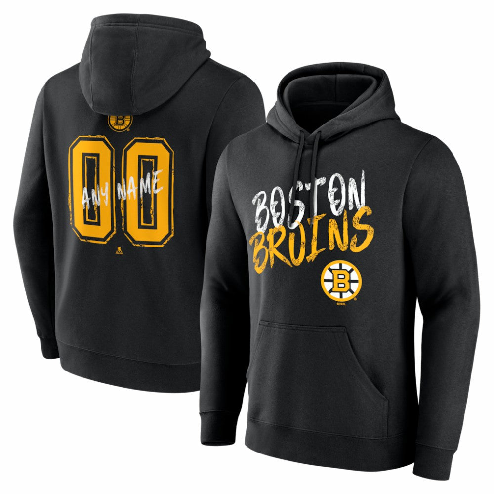 Boston Bruins Big & Tall Hustle Personalized Name & Number Hoodie Black