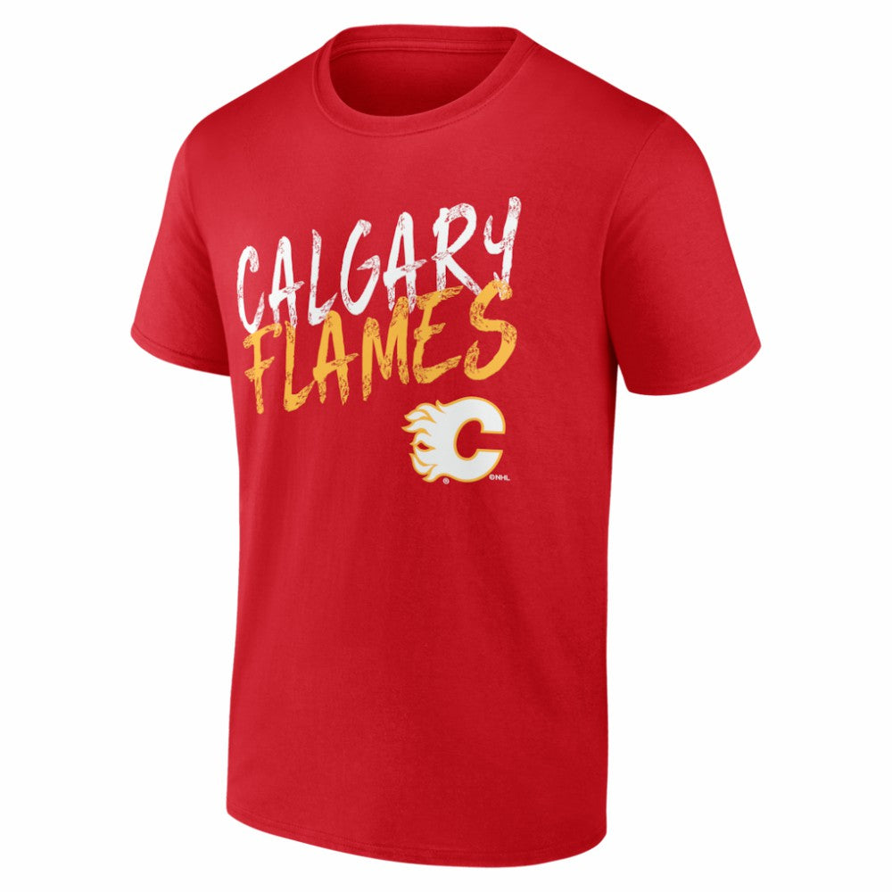Calgary Flames - Hustle Personalized Name & Number T-Shirt Red