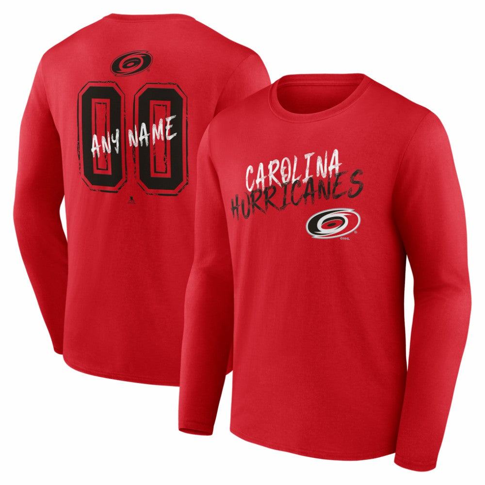 Carolina Hurricanes - Hustle Personalized Name & Number Long Sleeve T-Shirt Red