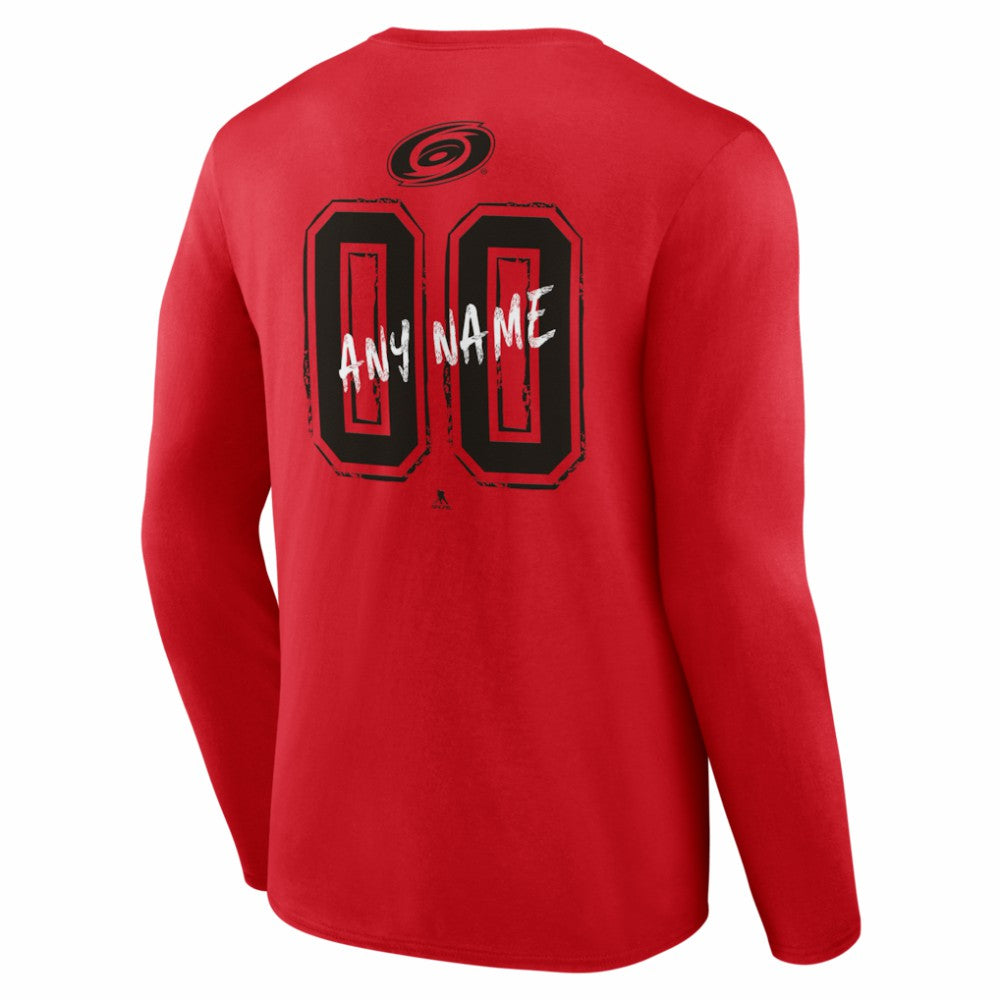 Carolina Hurricanes - Hustle Personalized Name & Number Long Sleeve T-Shirt Red