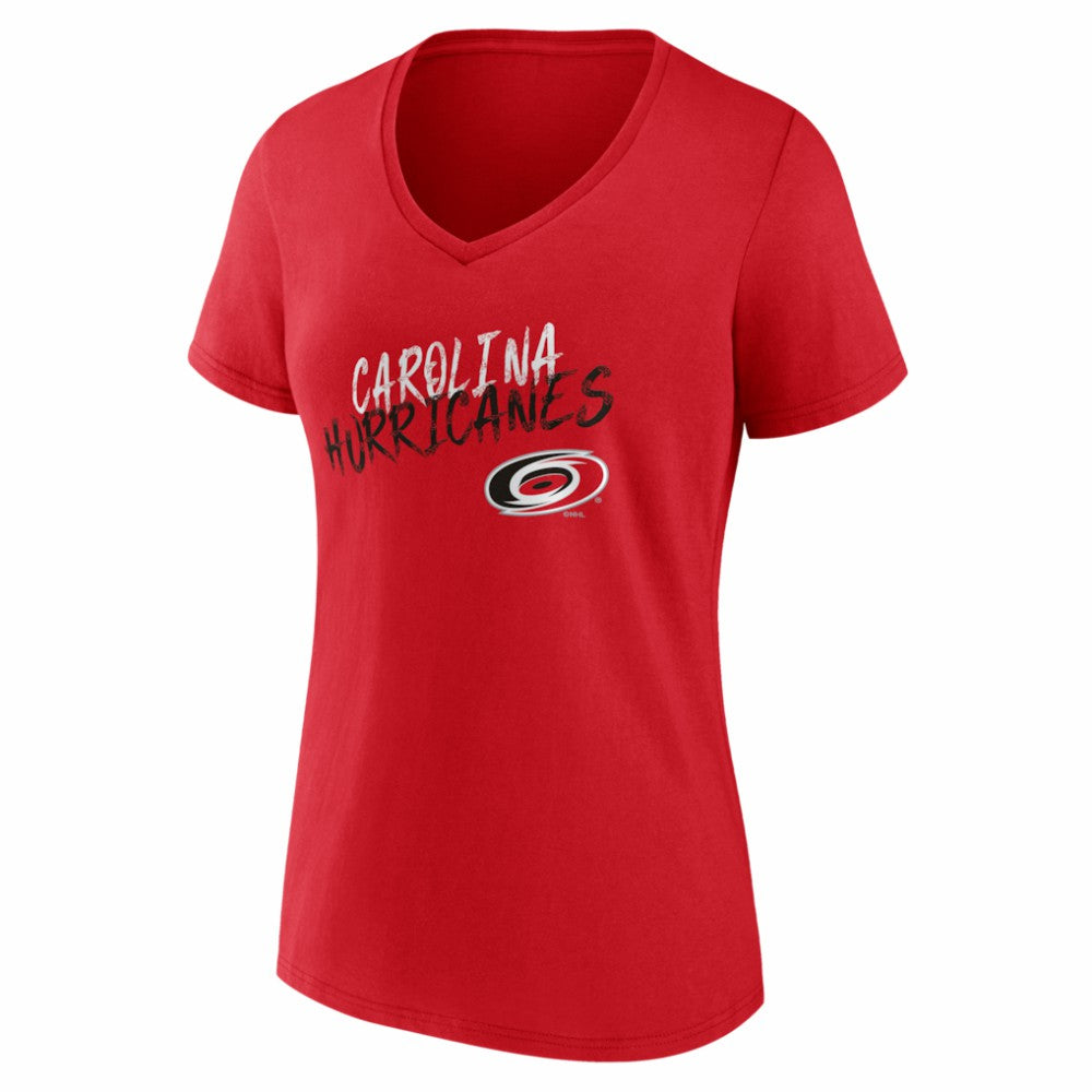 Carolina Hurricanes - Women's Hustle Personalized Name & Number V-Neck T-Shirt Red