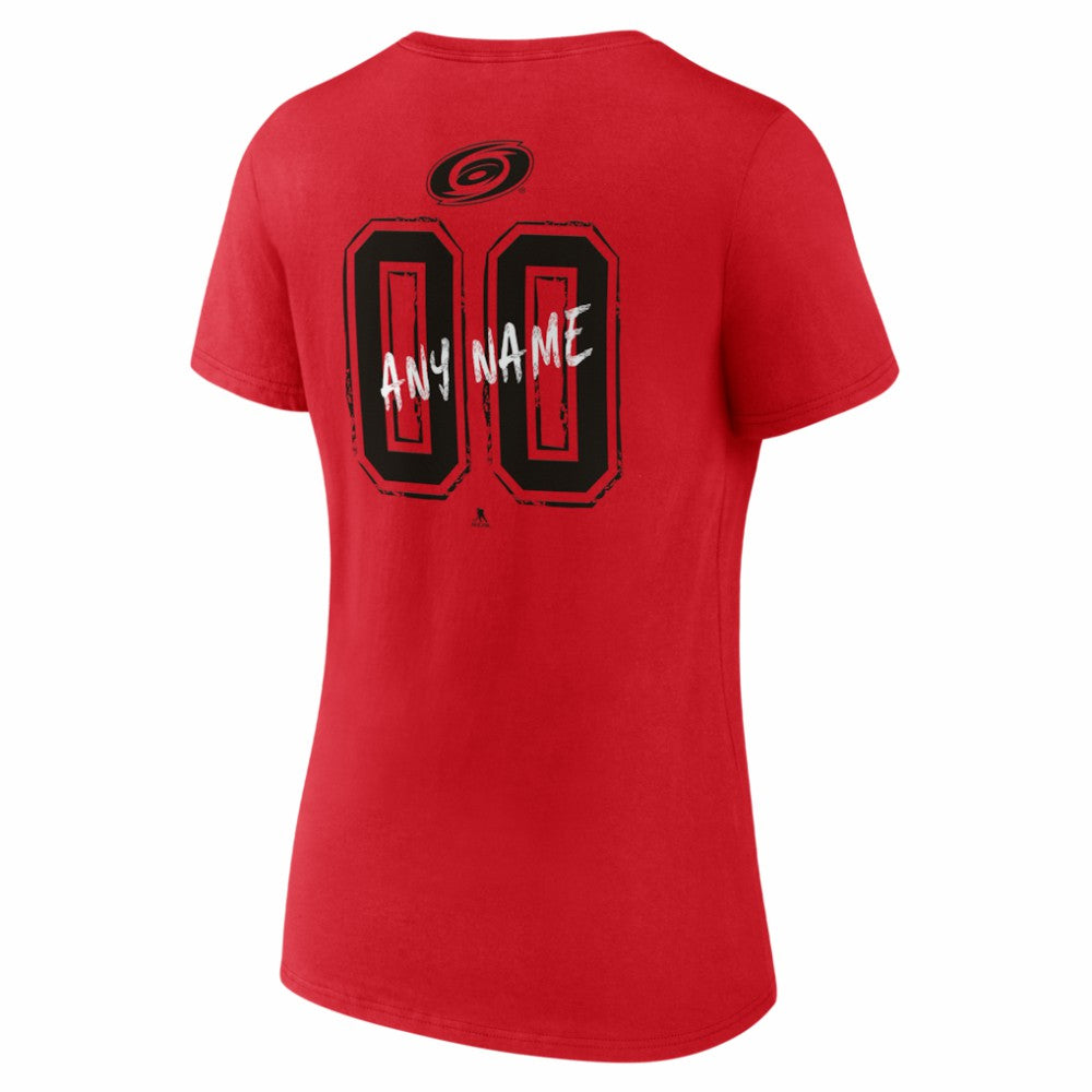 Carolina Hurricanes - Women's Hustle Personalized Name & Number V-Neck T-Shirt Red