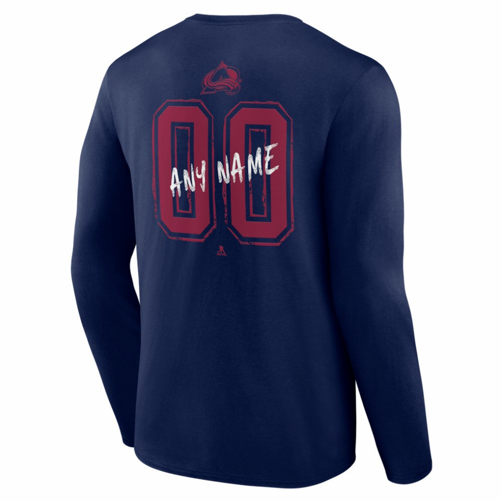 Colorado Avalanche - Hustle Personalized Name & Number Long Sleeve T-Shirt Navy