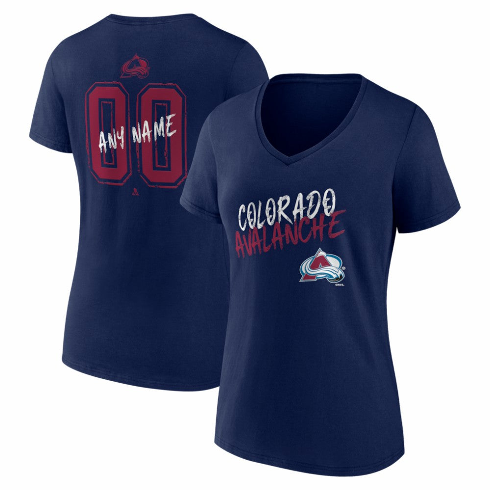 Colorado Avalanche - Women's Hustle Personalized Name & Number V-Neck T-Shirt Navy