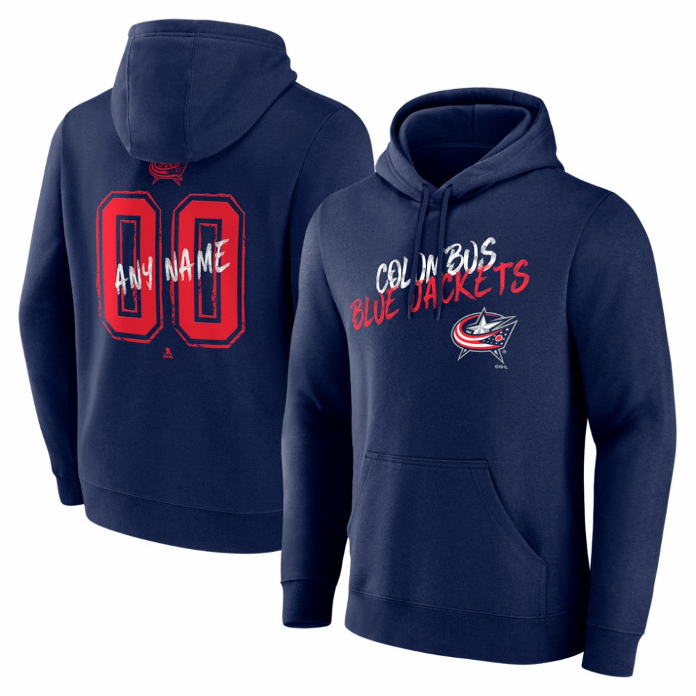 Columbus Blue Jackets - Big & Tall Hustle Personalized Name & Number Hoodie Navy