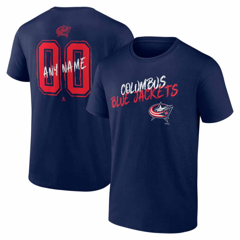 Columbus Blue Jackets - Big & Tall Hustle Personalized Name & Number T-Shirt Navy