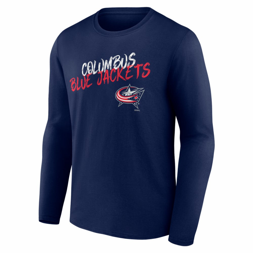 Columbus Blue Jackets - Hustle Personalized Name & Number Long Sleeve T-Shirt Navy