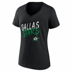 Dallas Stars - Women's Hustle Personalized Name & Number V-Neck T-Shirt Black