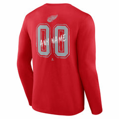 Detroit Red Wings - Hustle Personalized Name & Number Long Sleeve T-Shirt Red