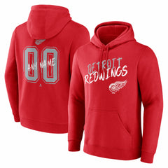 Detroit Red Wings - Hustle Personalized Name & Number Hoodie Red