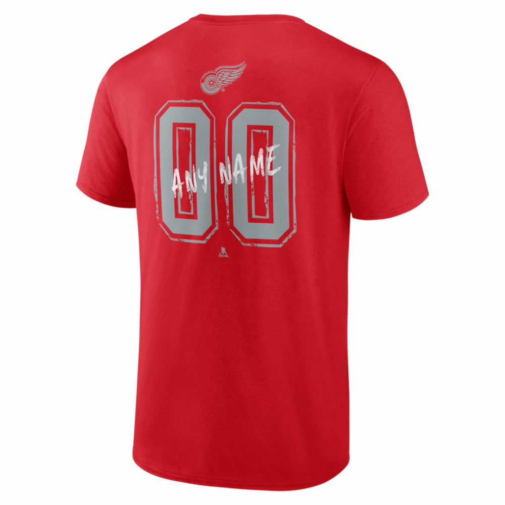 Detroit Red Wings - Hustle Personalized Name & Number T-Shirt Red
