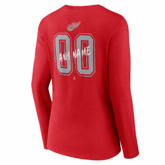 Detroit Red Wings - Women's Hustle Personalized Name & Number Long Sleeve V-Neck T-Shirt Red